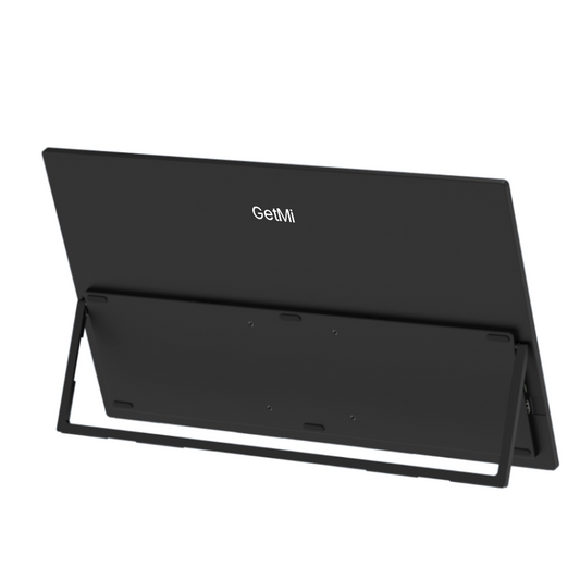 GetMi P238 monitor angled front view with integrated stand
