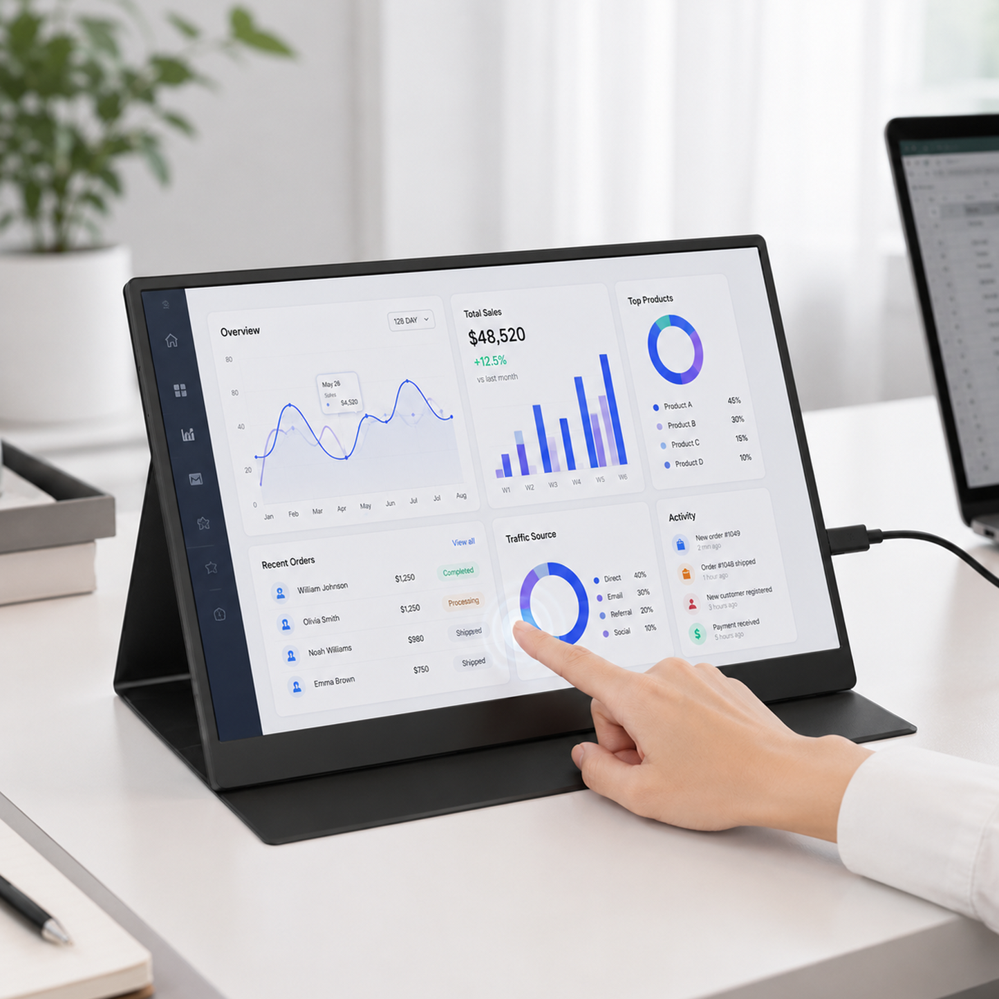 GetMi P150T touchscreen monitor in an office workspace