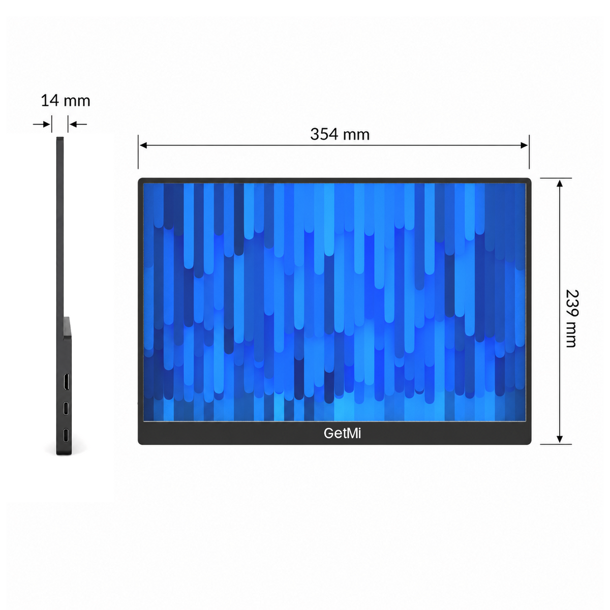 GetMi P160B portable monitor dimensions