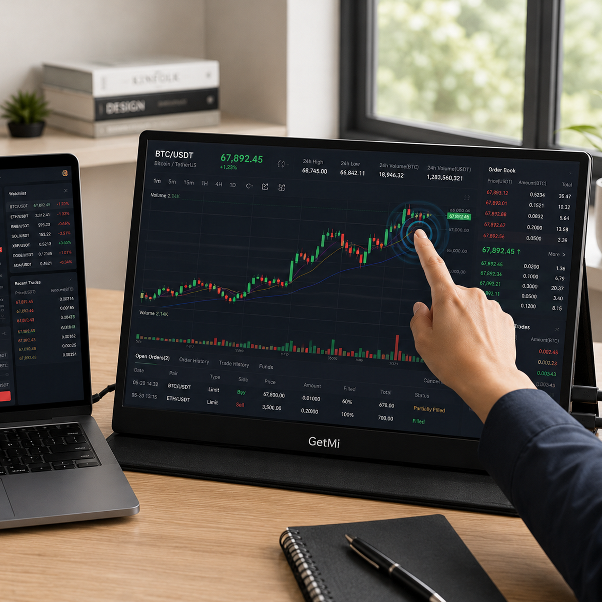 GetMi P160C portable monitor in a workspace