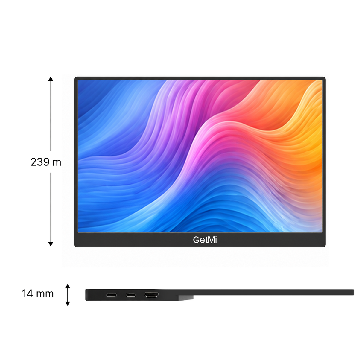 GetMi P160C portable monitor dimensions