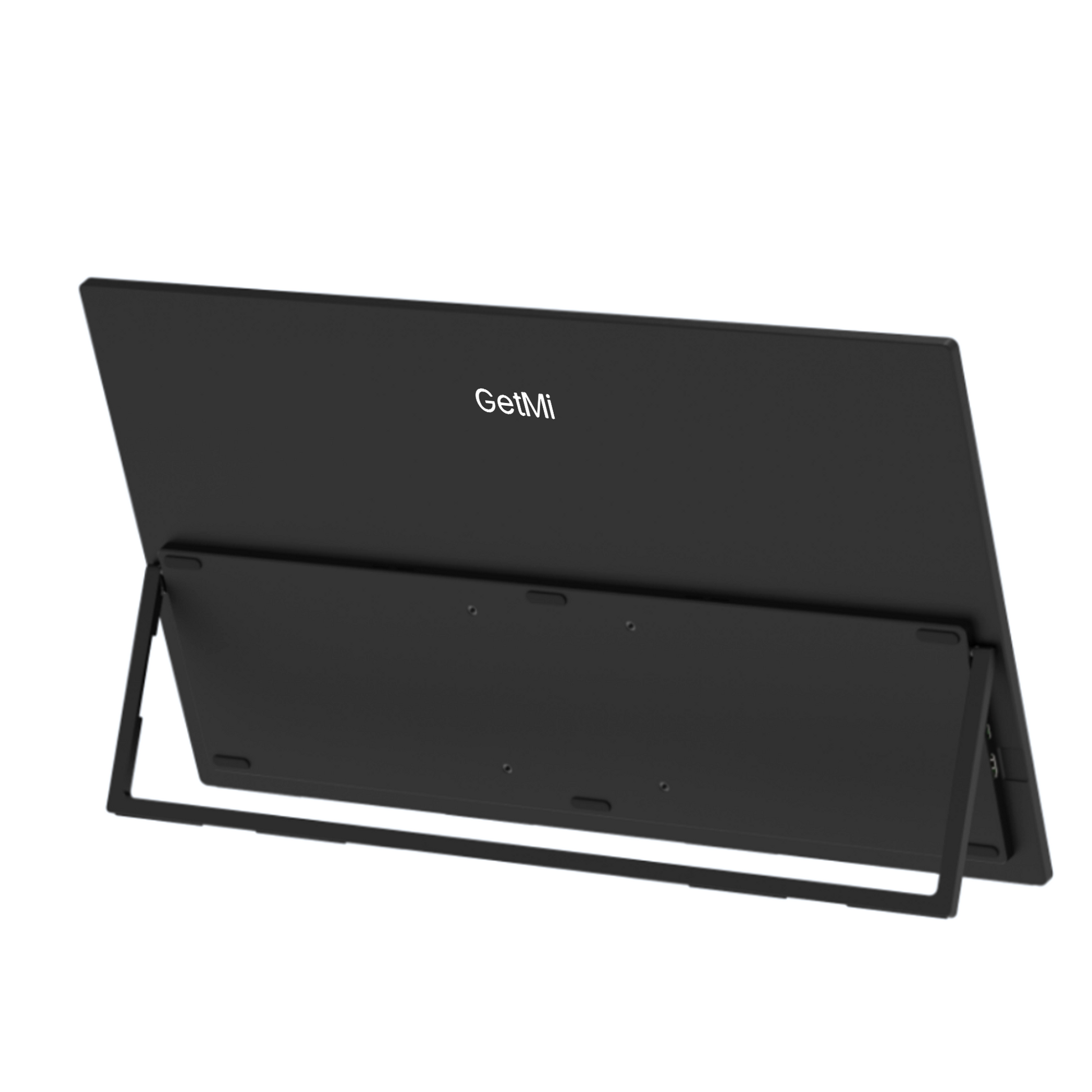 GetMi P238 monitor angled front view with integrated stand