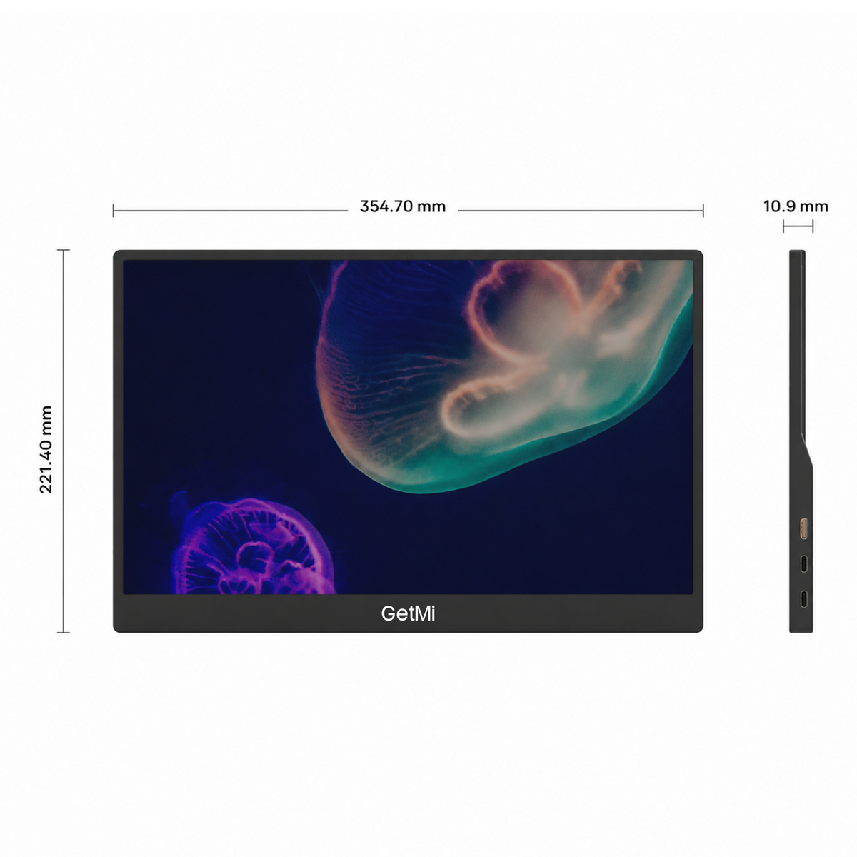 GetMi P150T touchscreen monitor dimensions
