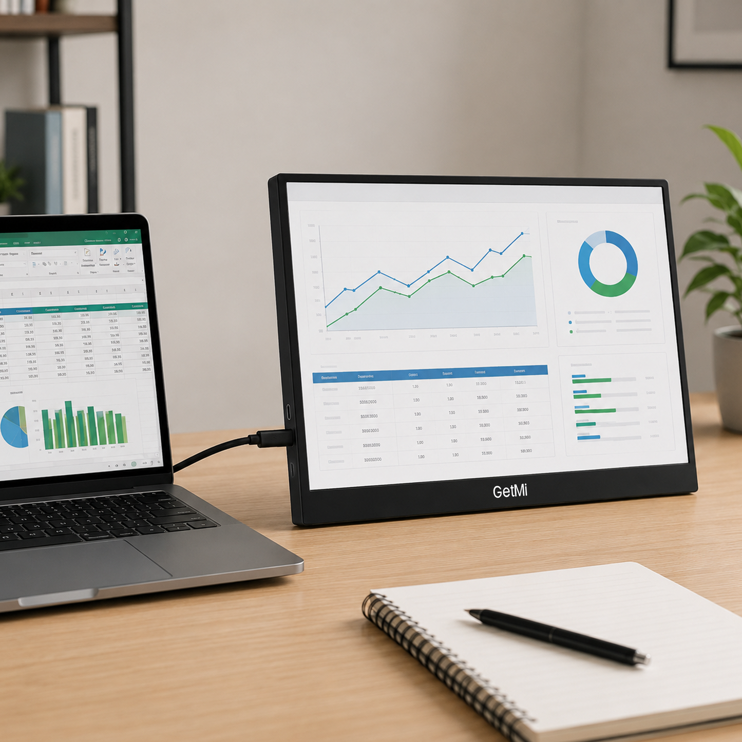 GetMi P160A portable monitor in a workspace