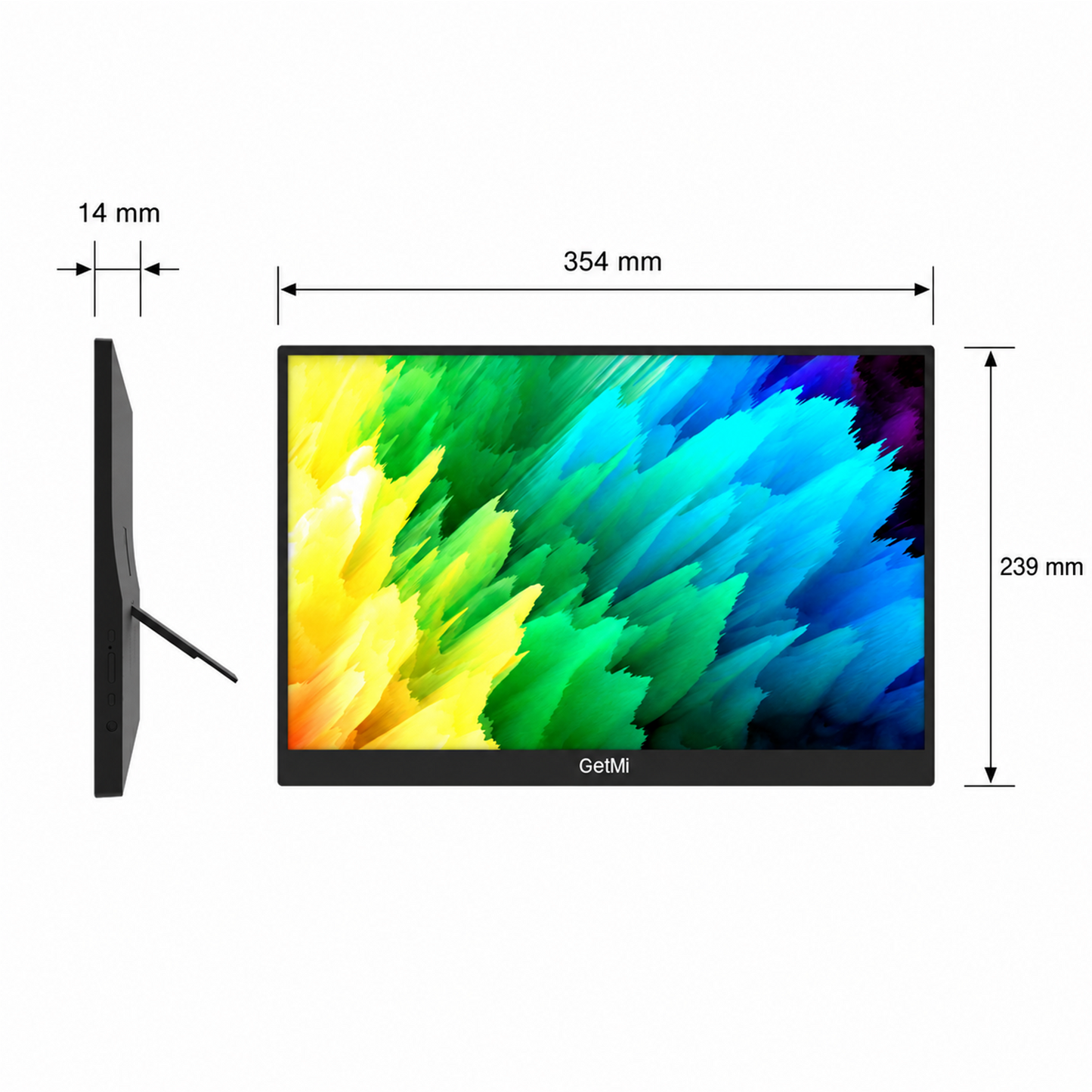 GetMi P160A portable monitor dimensions