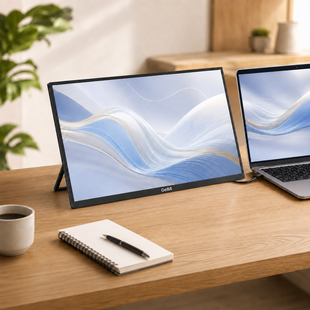 GetMi P185 portable monitor in a workspace