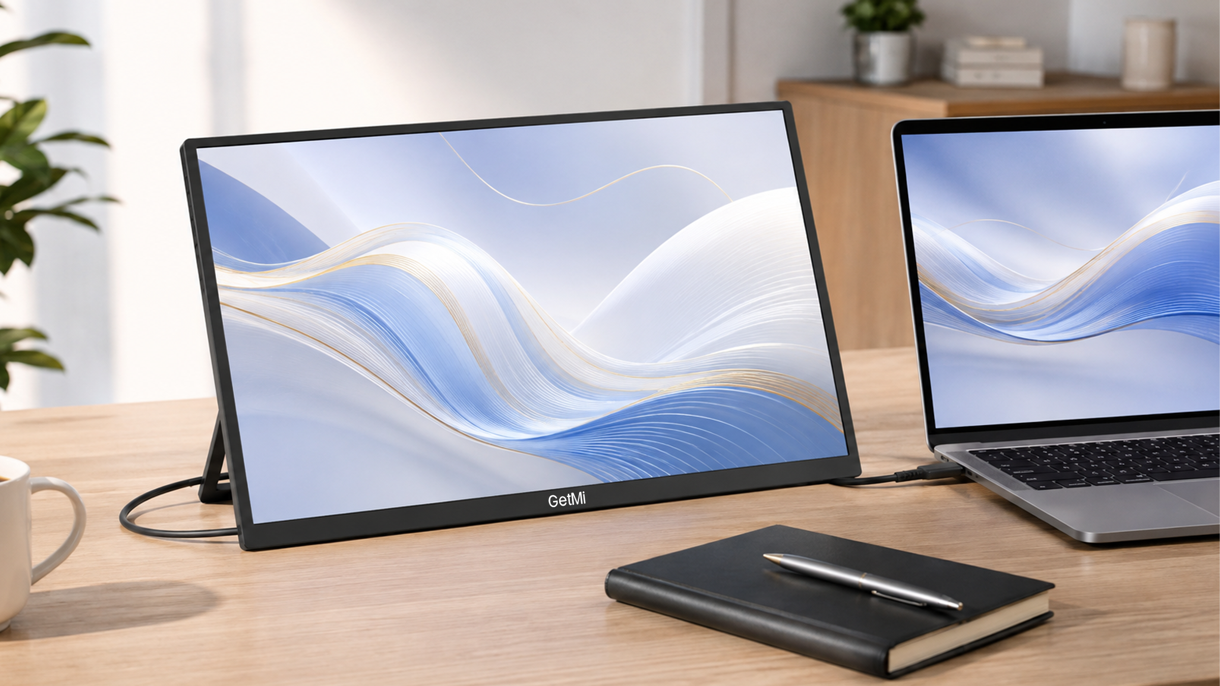 GetMi P185 integrated stand and viewing angle